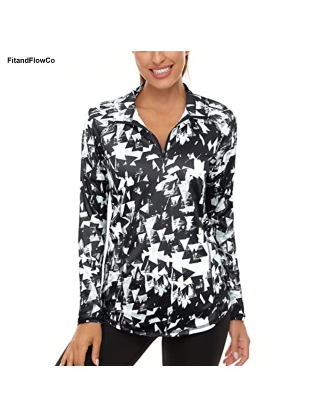 UPF 50+ Long Sleeve 1/4 Zip Pullover Athletic Workout Hiking Running Top